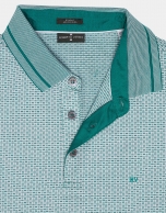 Green and white mercerized cotton jacquard polo