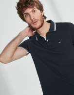 Navy blue cotton pique polo