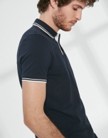 Navy blue cotton pique polo