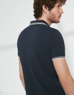 Navy blue cotton pique polo