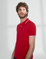 Red cotton pique polo