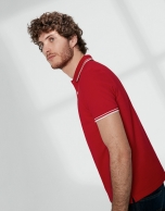 Red cotton pique polo