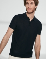 Navy blue cotton polo