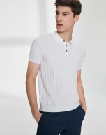 White structured high twist cotton polo