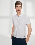 White structured high twist cotton polo