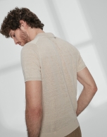 Sandy colored melange linen tricot polo