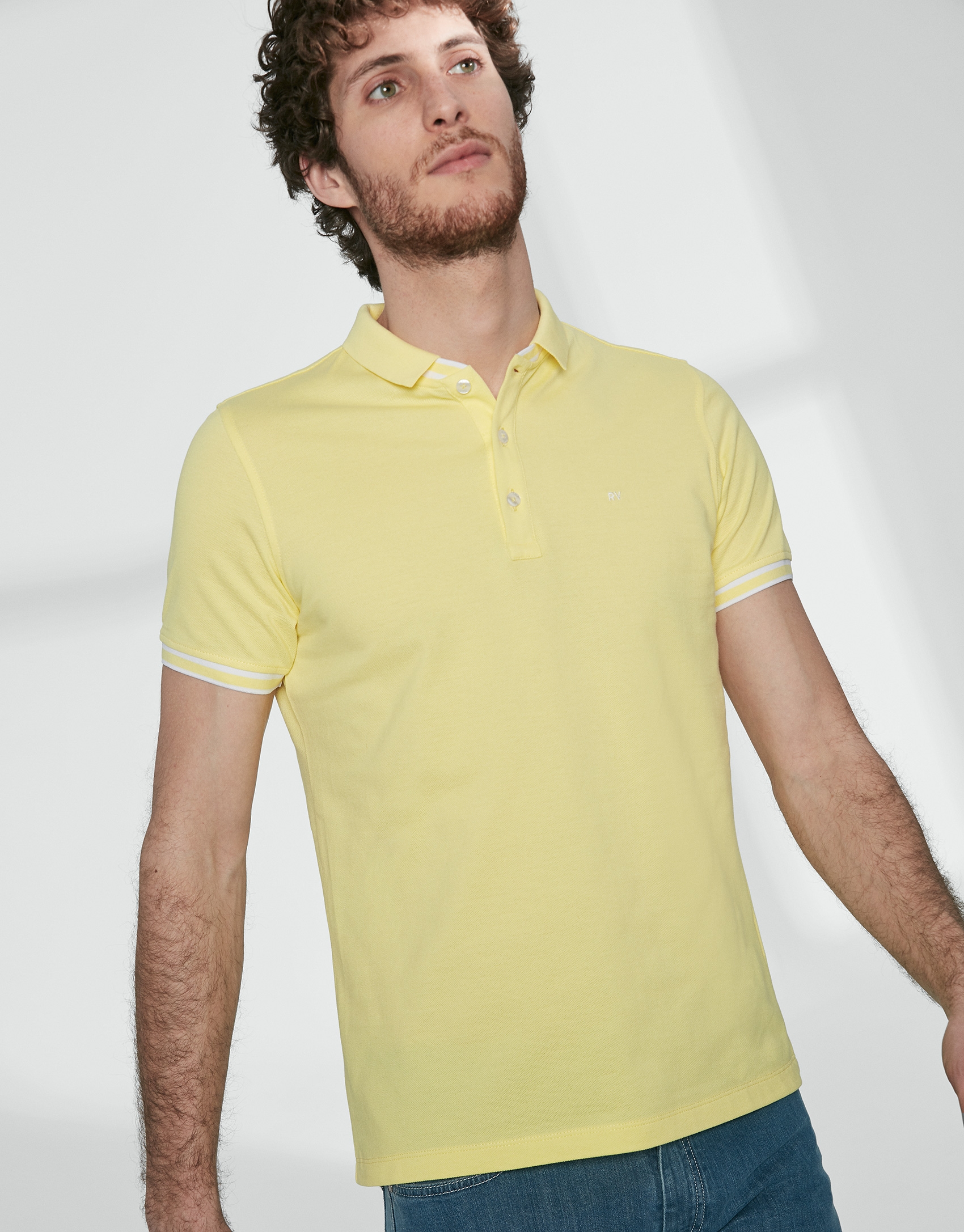 Yellow cotton pique polo