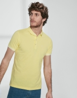 Yellow cotton pique polo