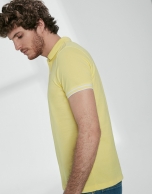 Yellow cotton pique polo