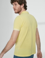 Yellow cotton pique polo