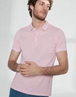 Pink cotton pique polo