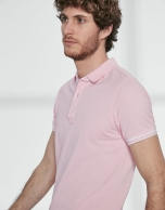 Pink cotton pique polo