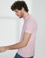 Pink cotton pique polo