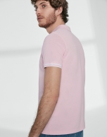 Pink cotton pique polo