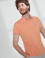 Orange cotton pique polo