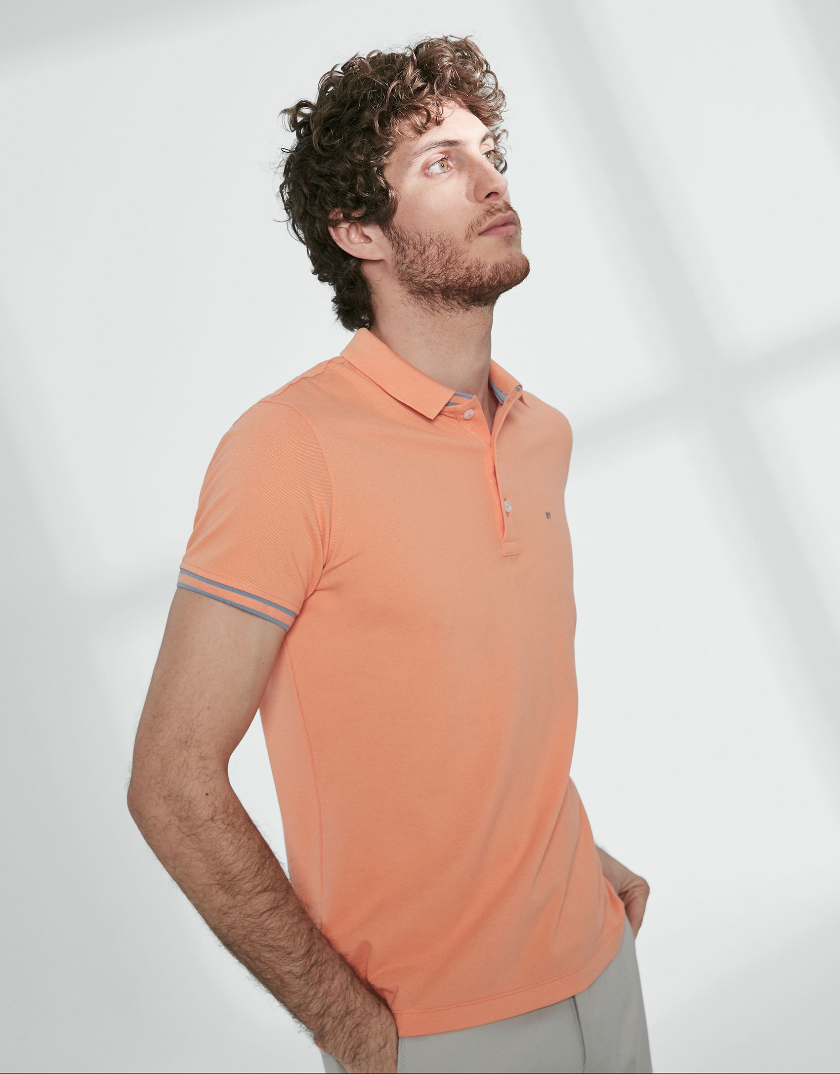 Orange cotton pique polo