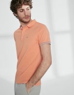 Orange cotton pique polo