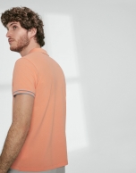 Orange cotton pique polo