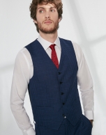 Blue checked wool dress vest