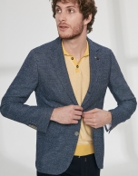 Blue textured mixed wool sport jacket