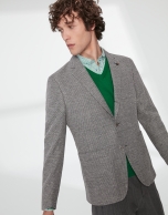 Gray and beige elastic knit sport jacket