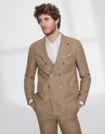 Brown linen, double-breasted sport jacket