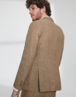 Brown linen, double-breasted sport jacket