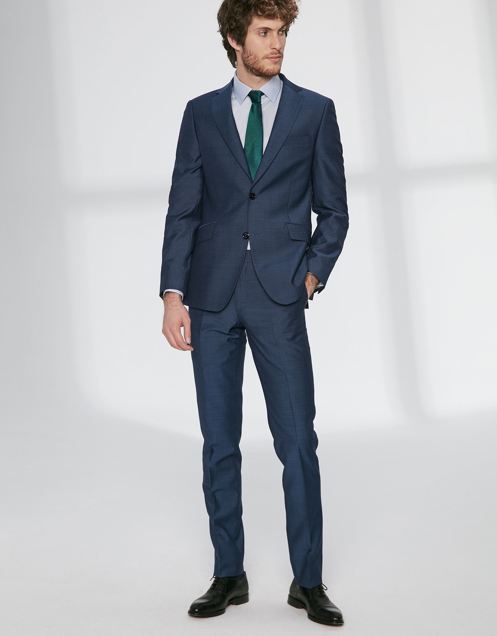 Blue structured virgin wool, regular fit suit