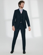 Navy blue fake plain, virgin wool, regular fit suit