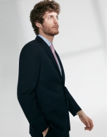 Navy blue fake plain, virgin wool, regular fit suit