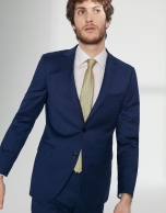 Fake plain, dark blue, virgin wool, slim fit suit