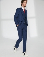 Traje slim fit cuadros tonos azules