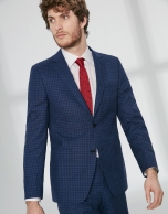 Blue checked, slim fit suit