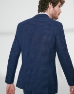 Blue checked, slim fit suit