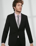 Black wool, slim fit suit