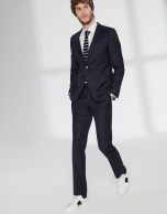 Navy blue wool twill, slim fit suit