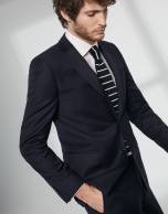 Navy blue wool twill, slim fit suit