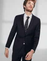 Navy blue wool twill, slim fit suit