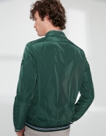 Green tech fabric bomber windbreaker