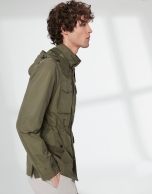 Khaki parka with four pockets