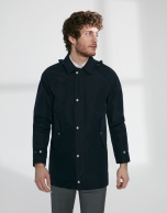 Navy blue tech fabric minimal parka