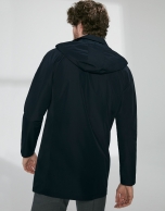 Navy blue tech fabric minimal parka