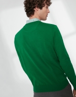 Jersey cuello pico algodón verde