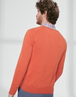 Jersey cuello pico algodón naranja