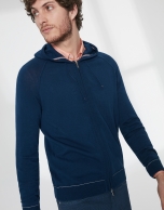 Dark blue cotton hooded jacket