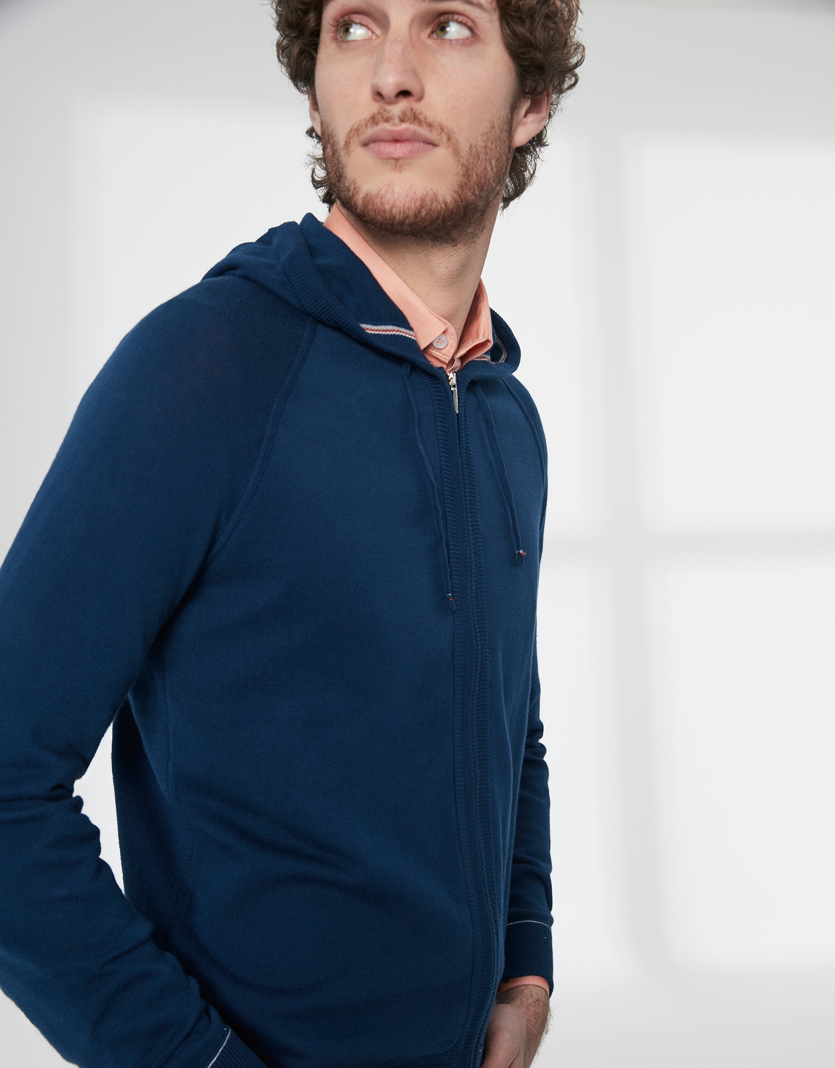 Dark blue cotton hooded jacket