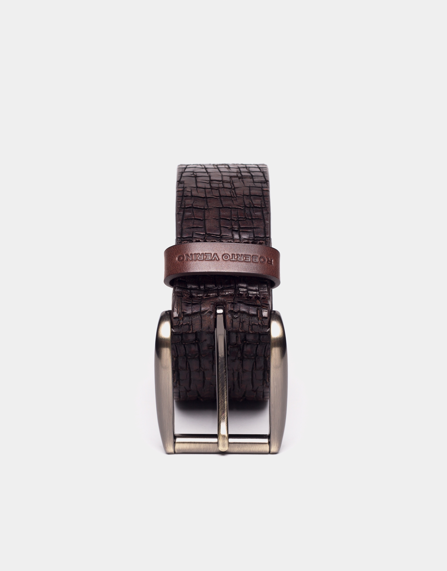 Brown embossed belt