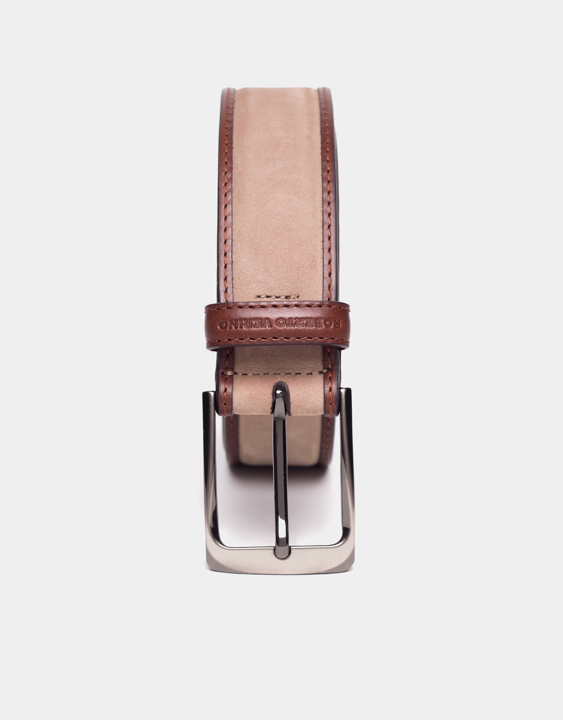 Combination sandy suede and brandy napa belt