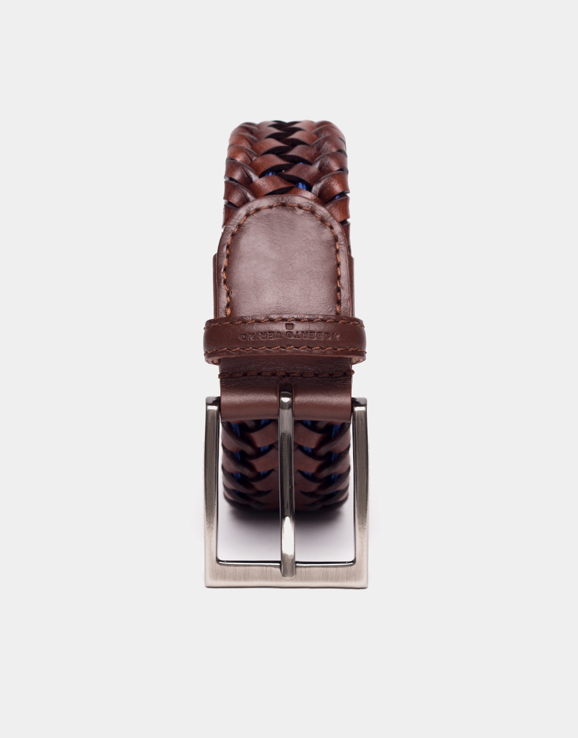 Brandy leather elastic belt