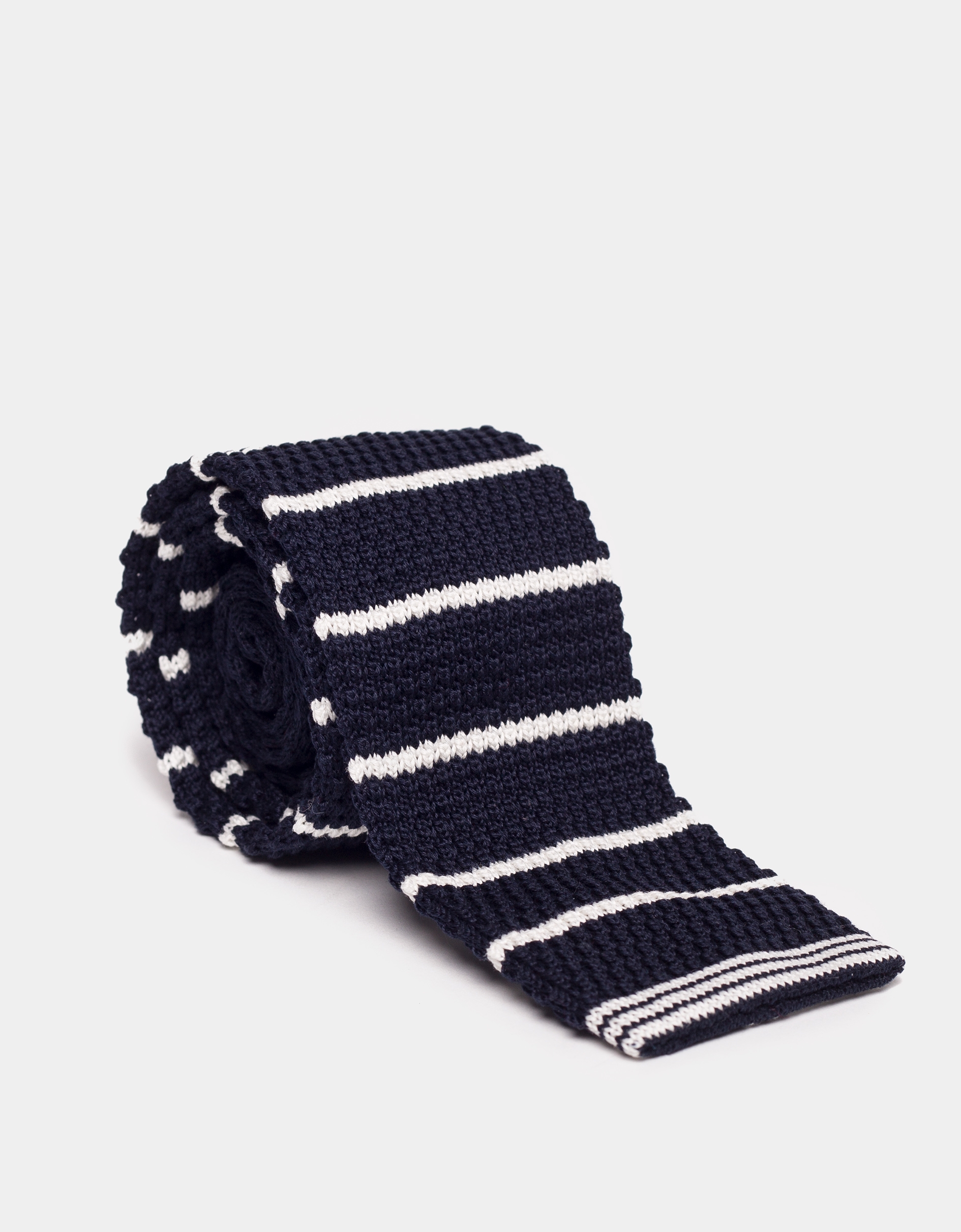 Navy blue cotton piqué straight-edged tie